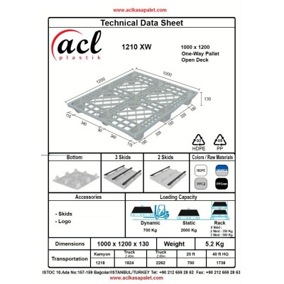 100*120 XW PLASTIC ONE WAY PALLET