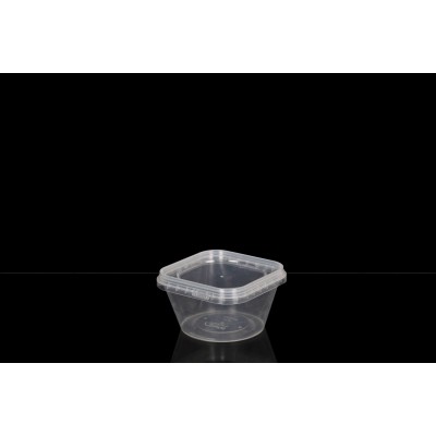 250 ml Plastic Container (round on the bottom and square on the top)